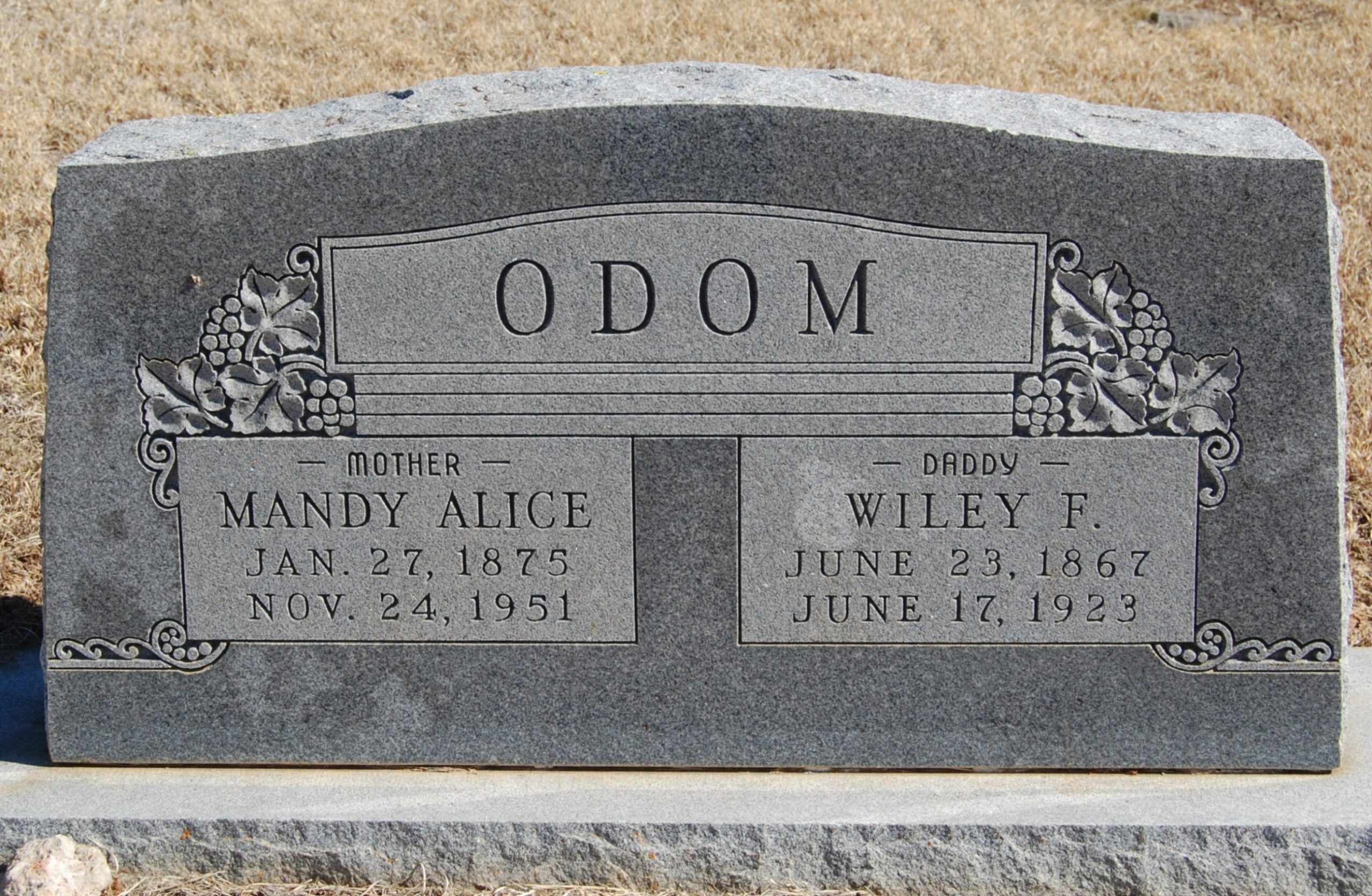 Odom headstone courtesy of Ken Jones and Findagrave